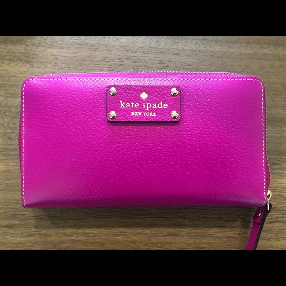 kate spade Handbags - Kate Spade Zip Continental hot pink leather wallet